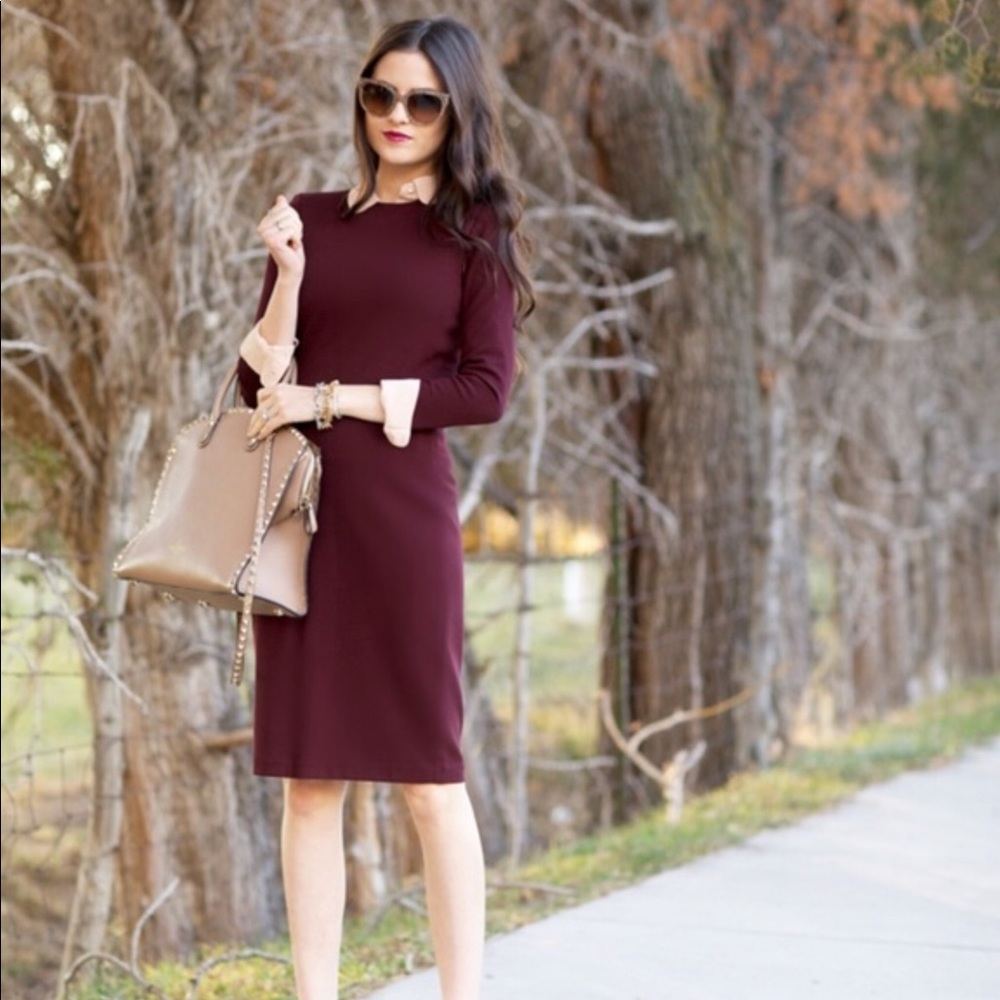 Burgundy Banana Republic Crepe Shift Dress